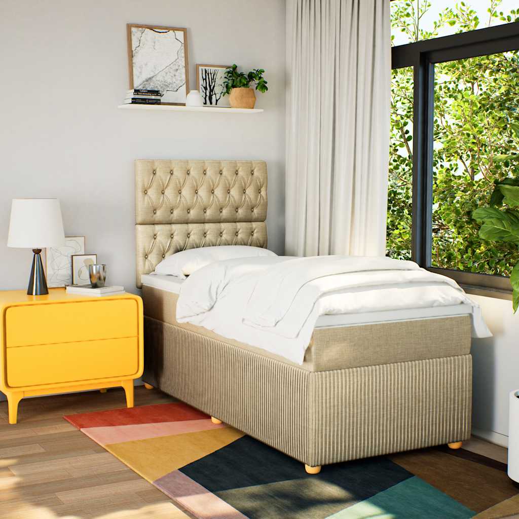 Sommier à lattes de lit avec matelas Crème 90x200 cm Tissu - XIOS