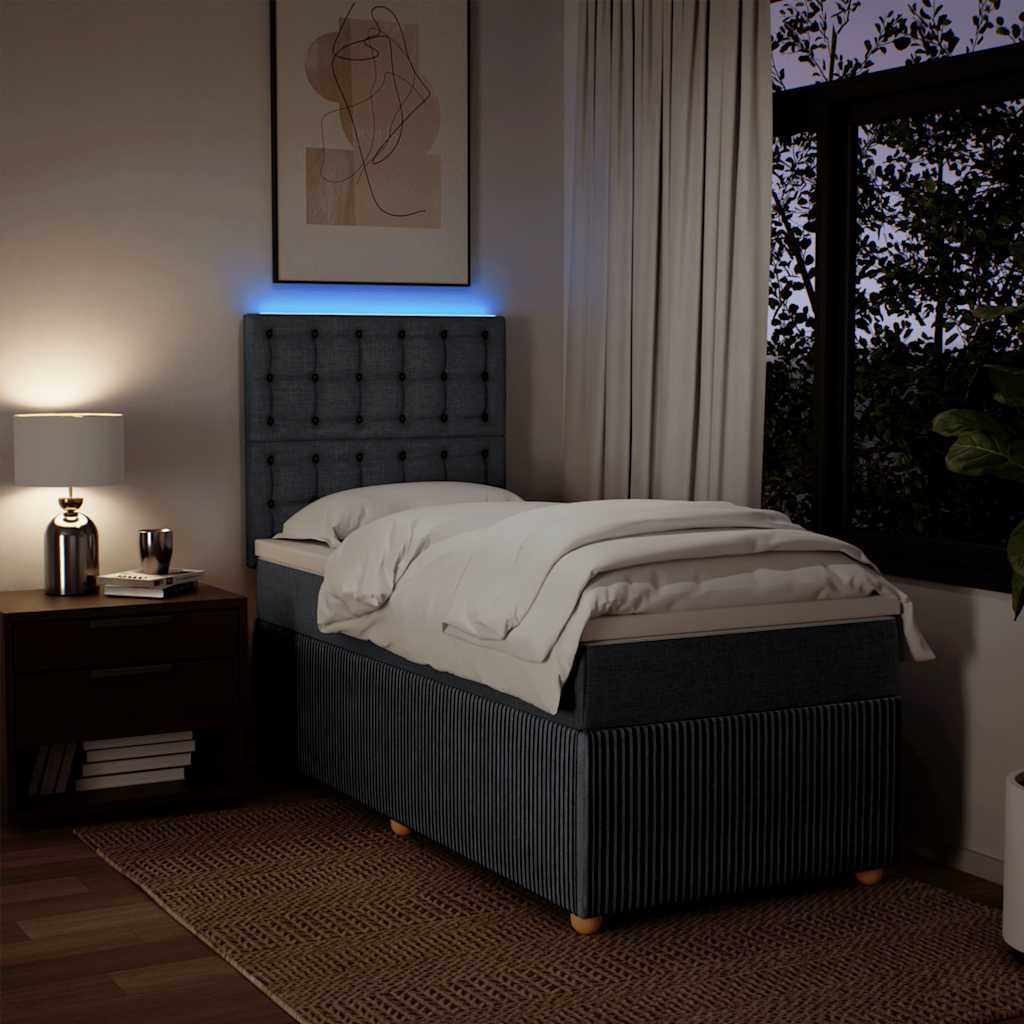 Sommier à lattes de lit avec matelas Gris foncé 90x200 cm Tissu - XIOS