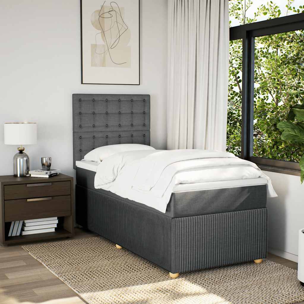 Sommier à lattes de lit avec matelas Gris foncé 90x200 cm Tissu - XIOS