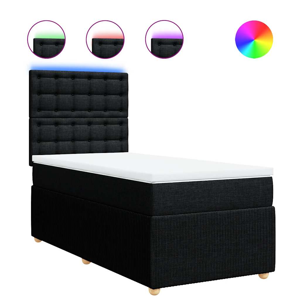 Sommier à lattes de lit avec matelas Noir 90x200 cm Tissu - XIOS