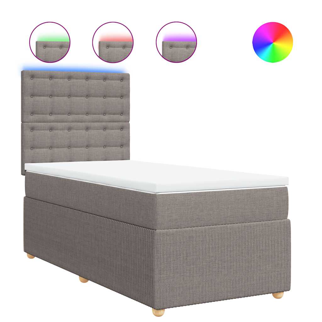 Sommier à lattes de lit avec matelas Taupe 90x200 cm Tissu - XIOS