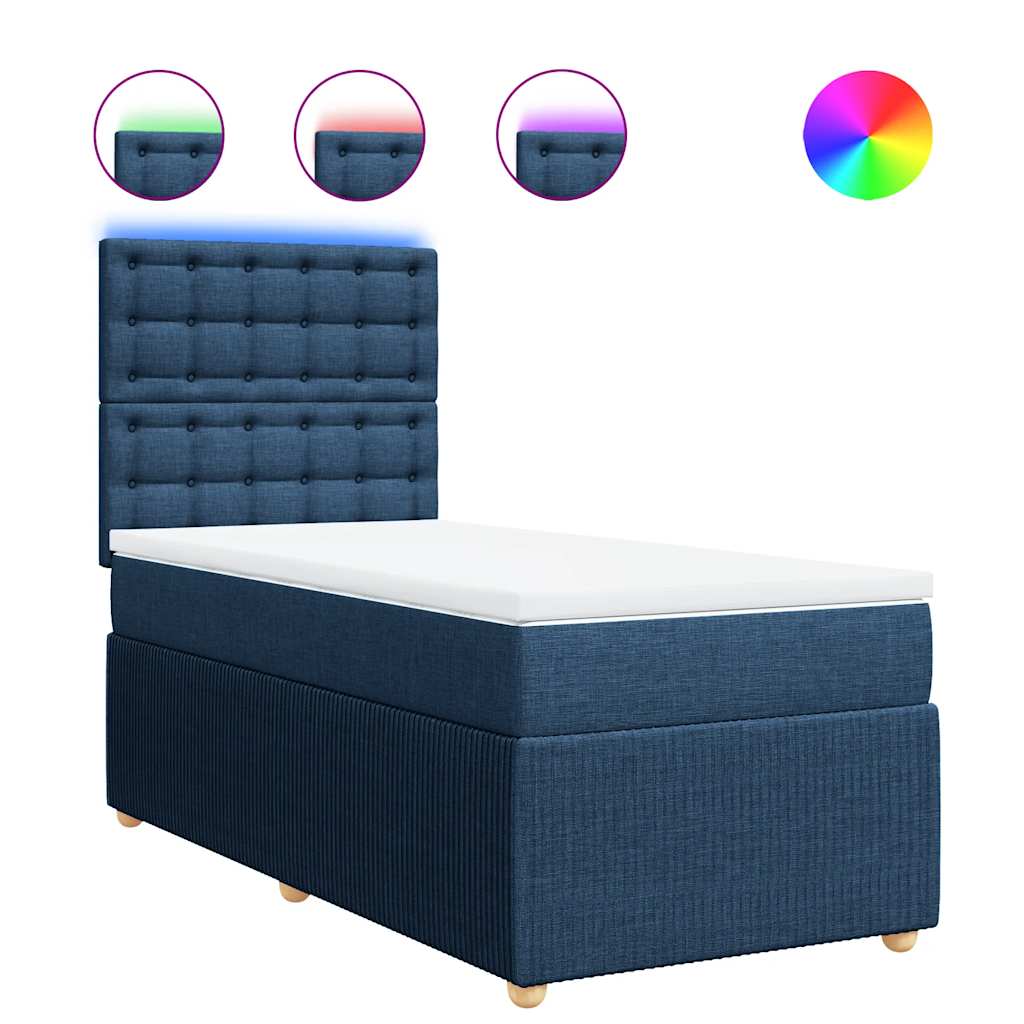 Sommier à lattes de lit avec matelas Bleu 90x200 cm Tissu - XIOS