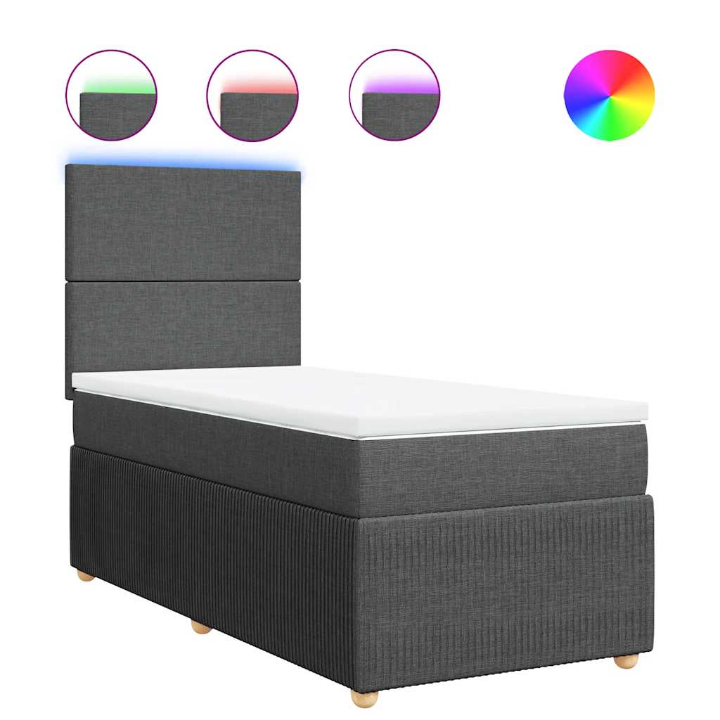 Sommier à lattes de lit avec matelas Gris foncé 100x200cm Tissu - XIOS