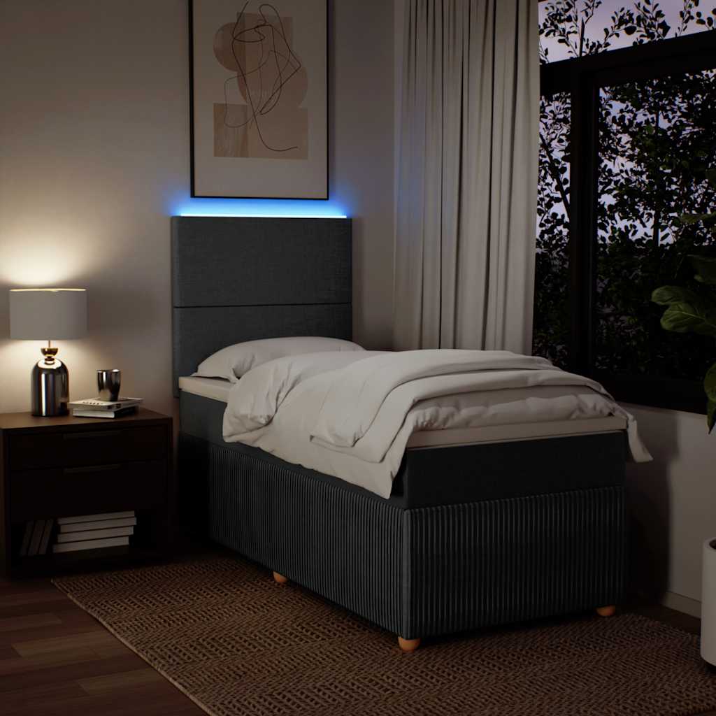 Sommier à lattes de lit avec matelas Gris foncé 100x200cm Tissu - XIOS