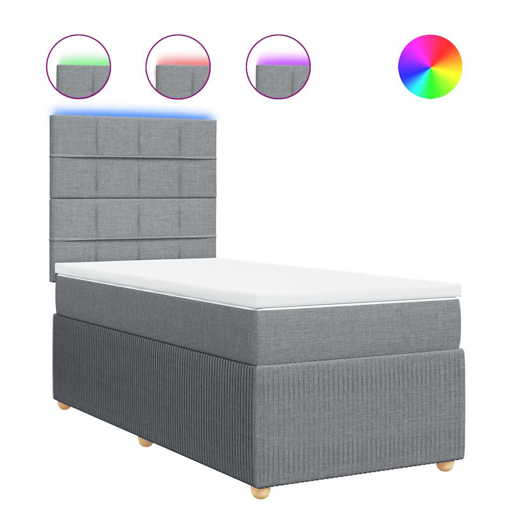 Sommier à lattes de lit avec matelas Gris clair 100x200cm Tissu - XIOS