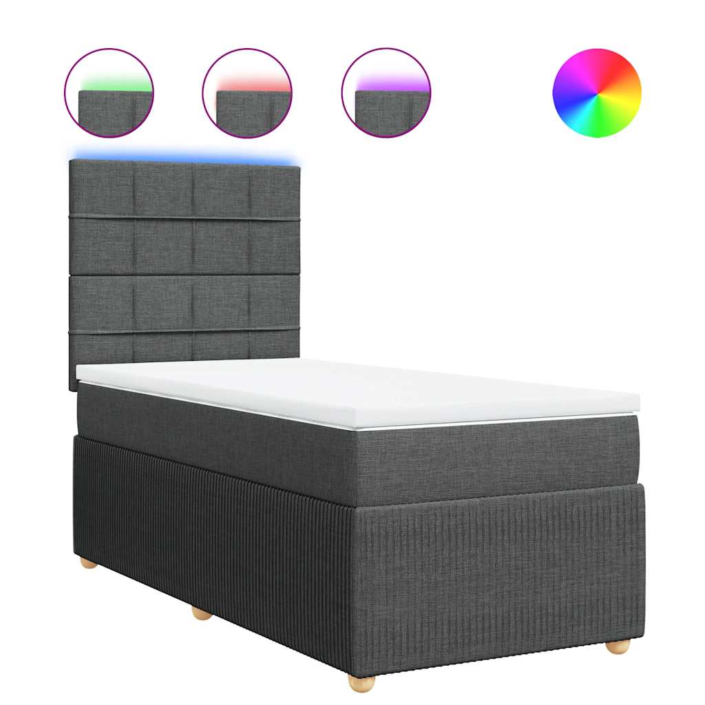 Sommier à lattes de lit avec matelas Gris foncé 100x200cm Tissu - XIOS