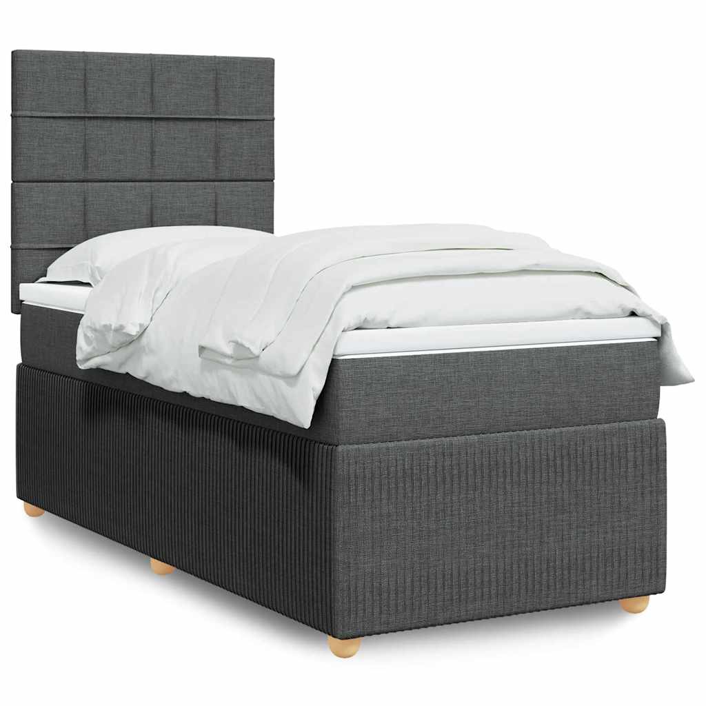Sommier à lattes de lit avec matelas Gris foncé 100x200cm Tissu - XIOS