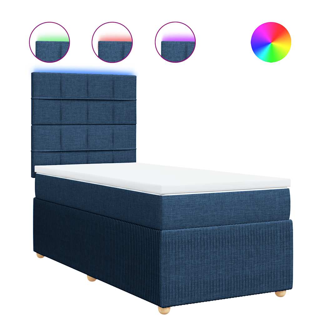 Sommier à lattes de lit avec matelas Bleu 100x200 cm Tissu - XIOS
