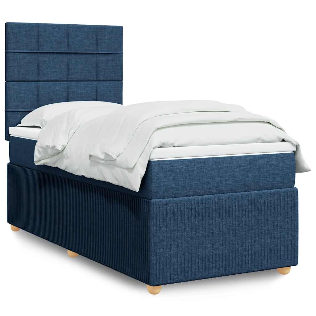 Sommier à lattes de lit avec matelas Bleu 100x200 cm Tissu - XIOS