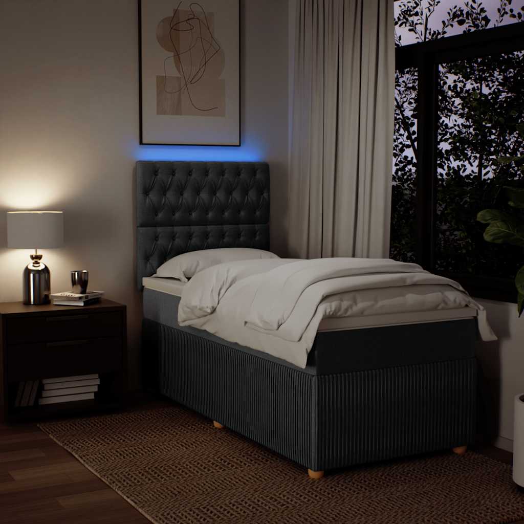 Sommier à lattes de lit avec matelas Gris foncé 100x200cm Tissu - XIOS