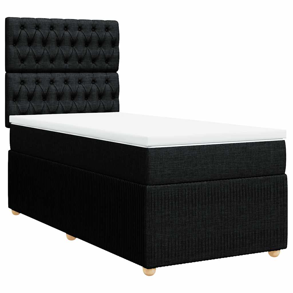 Sommier à lattes de lit avec matelas Noir 100x200 cm Tissu - XIOS