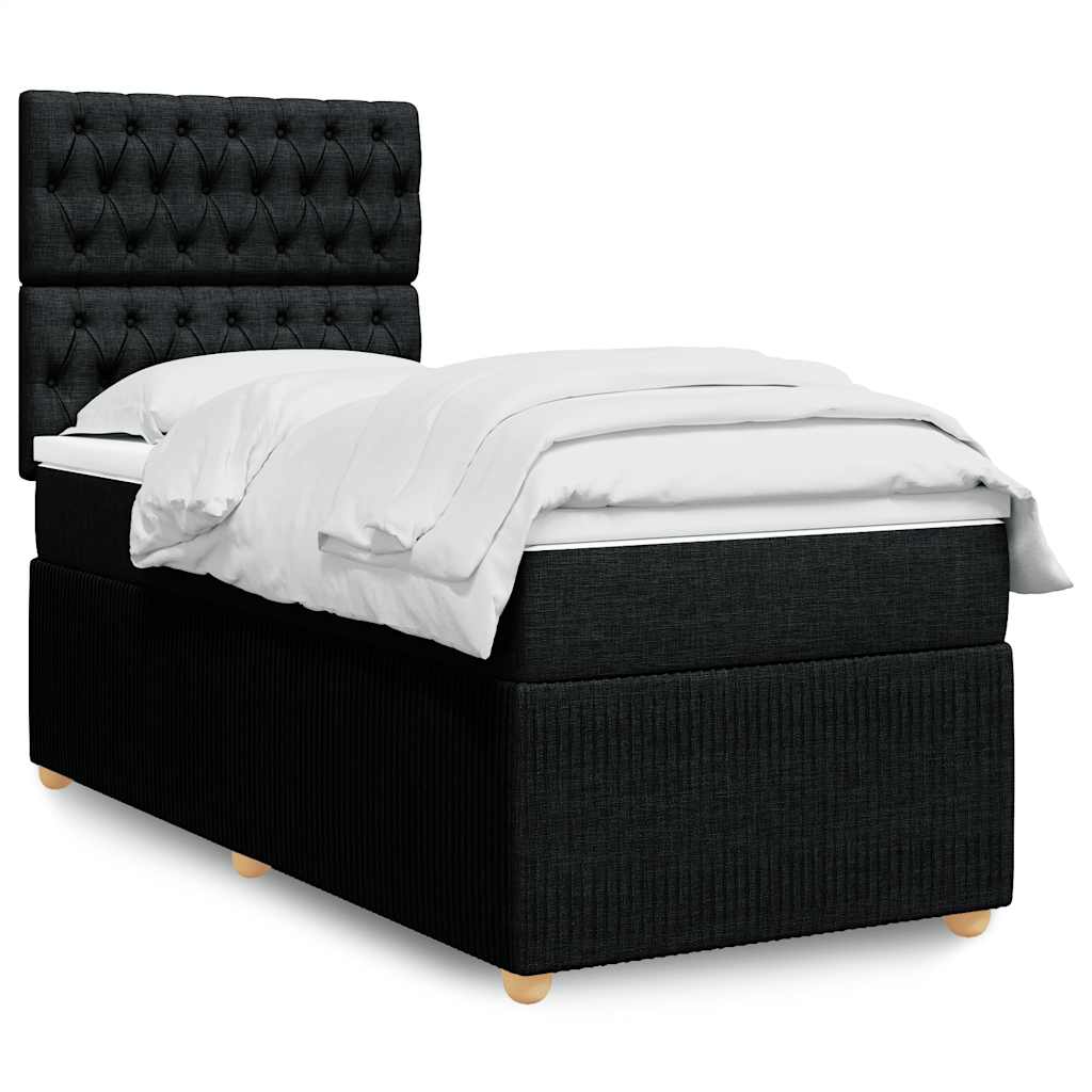 Sommier à lattes de lit avec matelas Noir 100x200 cm Tissu - XIOS