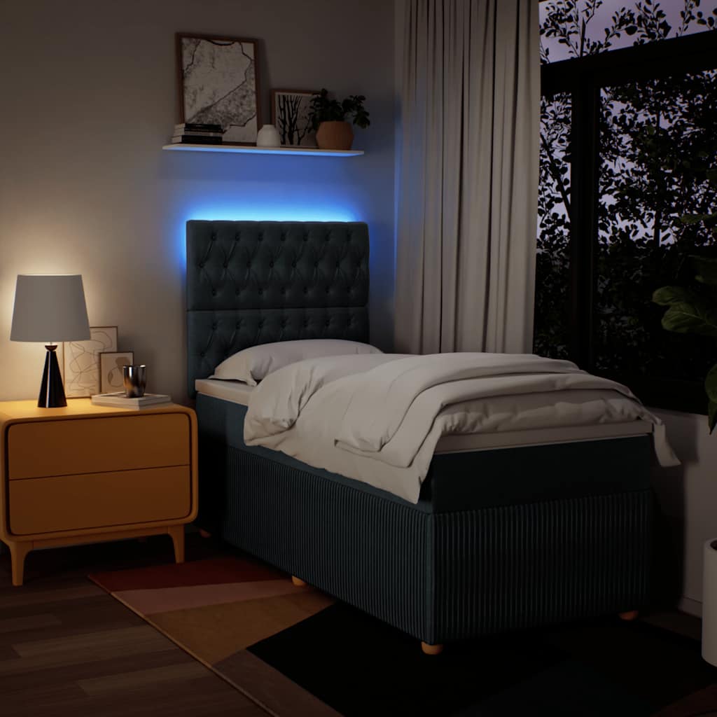 Sommier à lattes de lit avec matelas Bleu 100x200 cm Tissu - XIOS