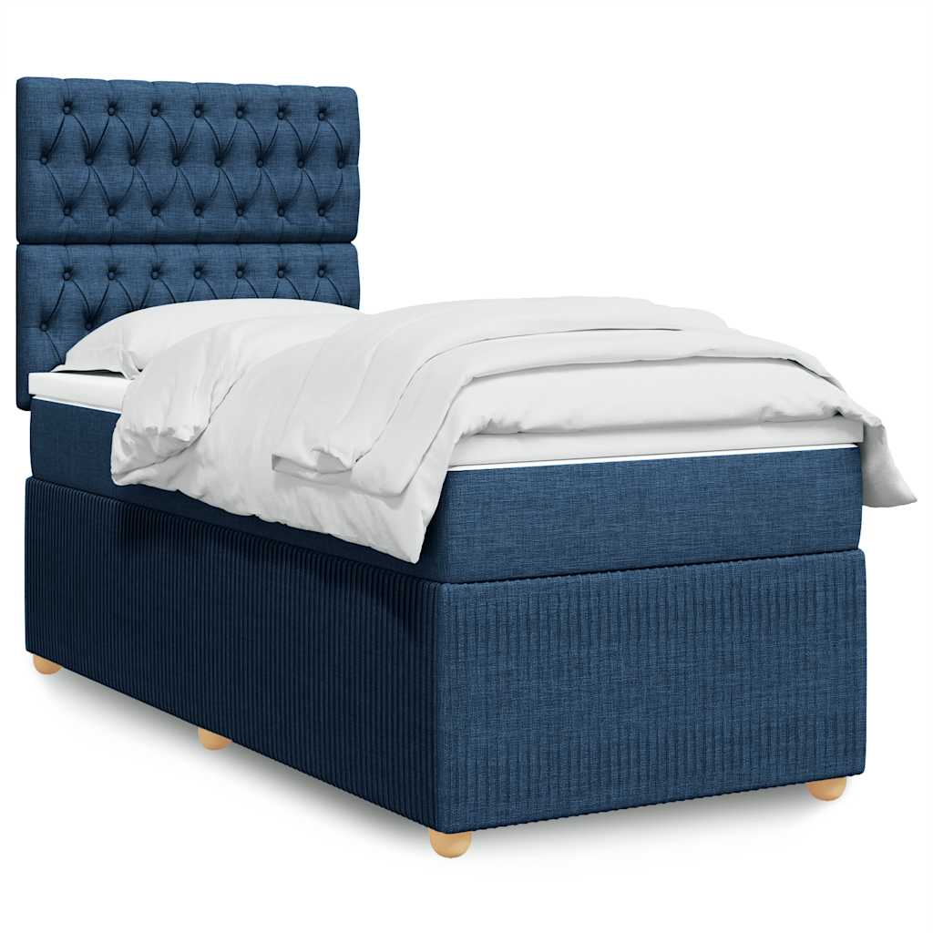 Sommier à lattes de lit avec matelas Bleu 100x200 cm Tissu - XIOS