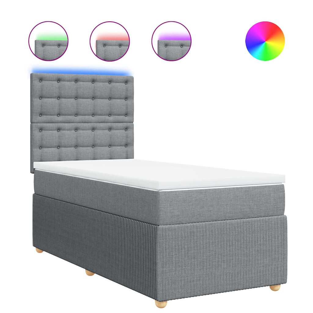 Sommier à lattes de lit avec matelas Gris clair 100x200cm Tissu - XIOS