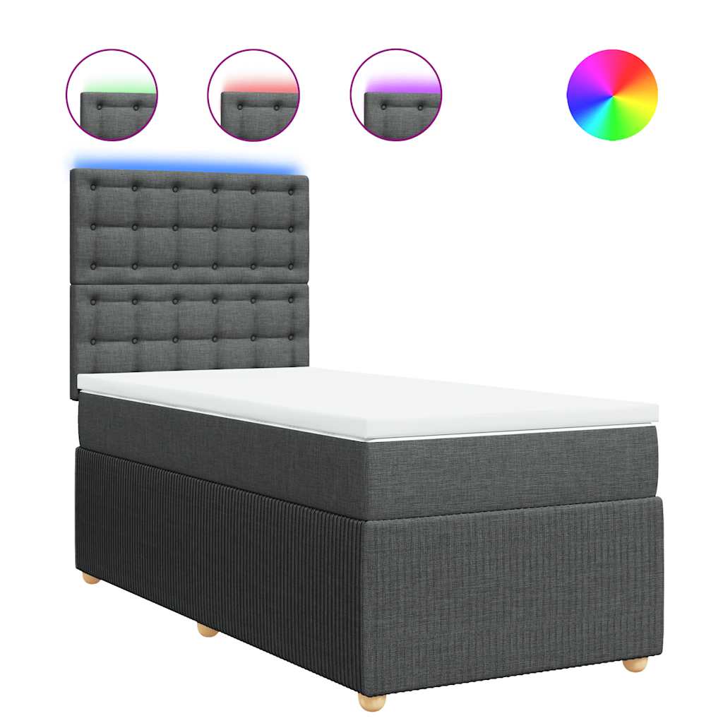 Sommier à lattes de lit avec matelas Gris foncé 100x200cm Tissu - XIOS