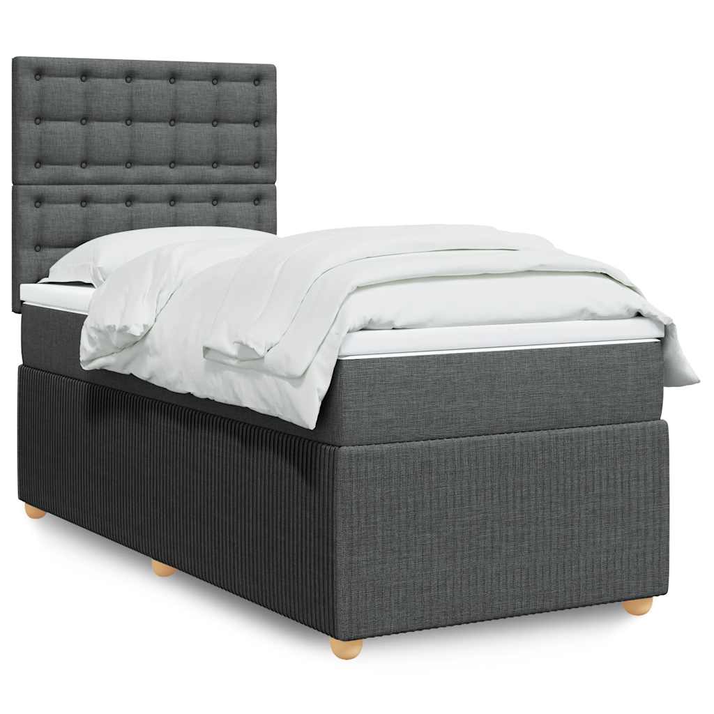 Sommier à lattes de lit avec matelas Gris foncé 100x200cm Tissu - XIOS