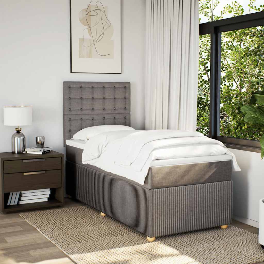 Sommier à lattes de lit avec matelas Taupe 100x200 cm Tissu - XIOS