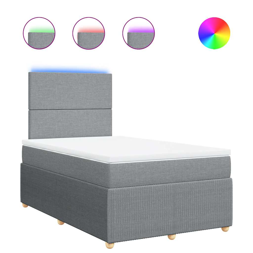 Sommier à lattes de lit et matelas gris clair 120x190 cm tissu - XIOS