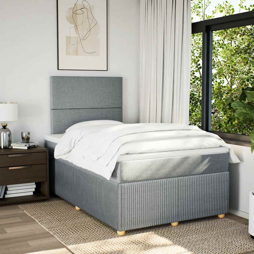 Sommier à lattes de lit et matelas gris clair 120x190 cm tissu - XIOS