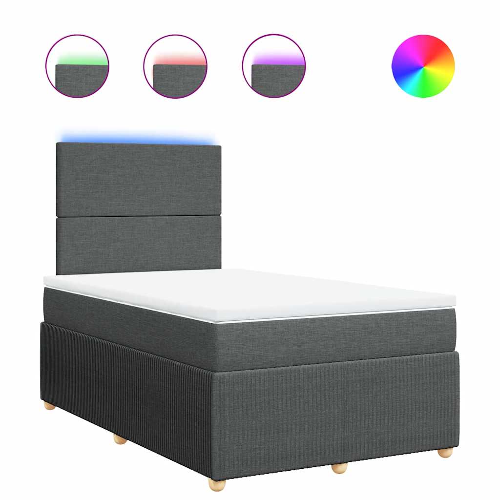 Sommier à lattes de lit avec matelas gris foncé 120x190cm tissu - XIOS