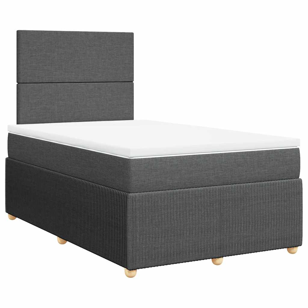 Sommier à lattes de lit avec matelas gris foncé 120x190cm tissu - XIOS