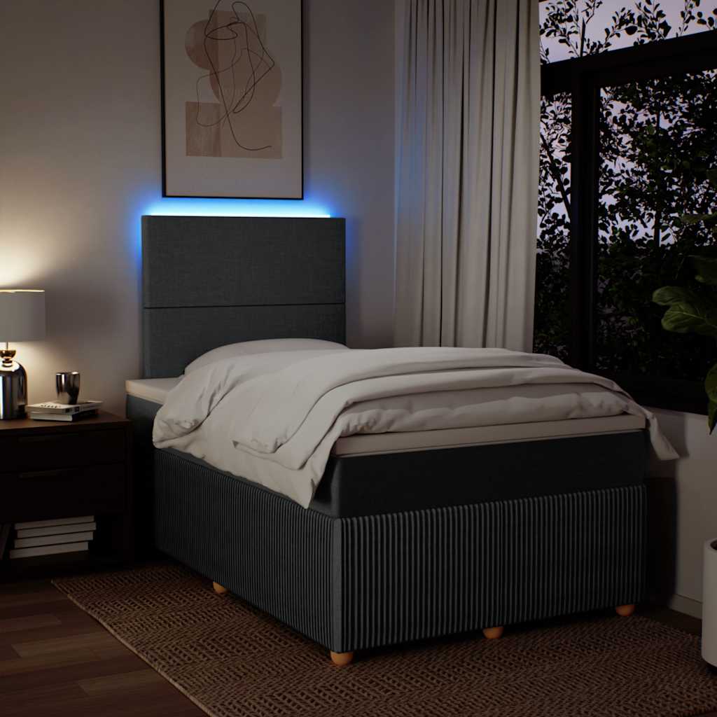 Sommier à lattes de lit avec matelas gris foncé 120x190cm tissu - XIOS