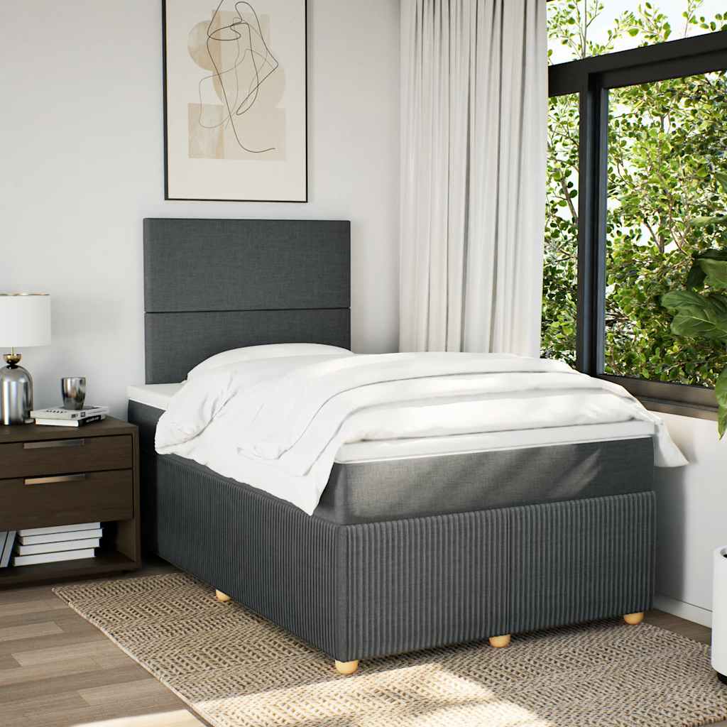 Sommier à lattes de lit avec matelas gris foncé 120x190cm tissu - XIOS