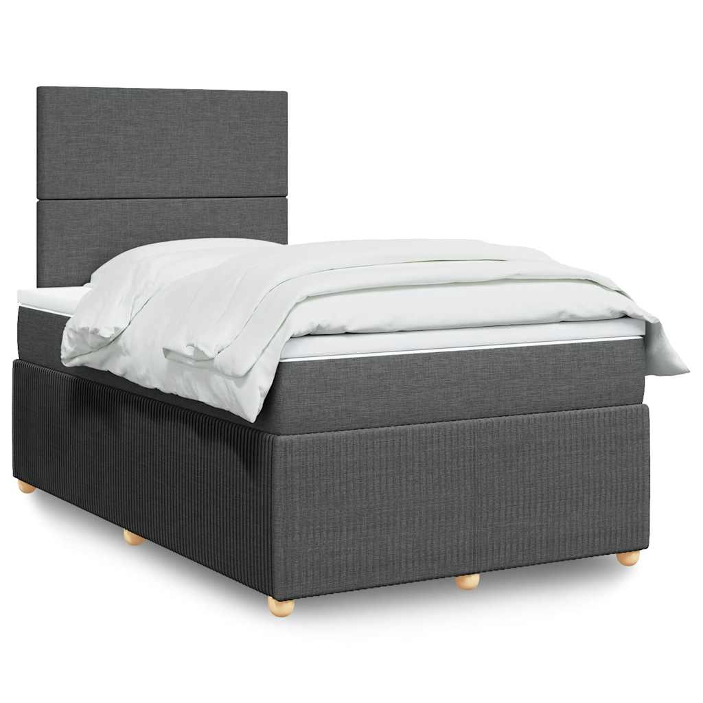 Sommier à lattes de lit avec matelas gris foncé 120x190cm tissu - XIOS