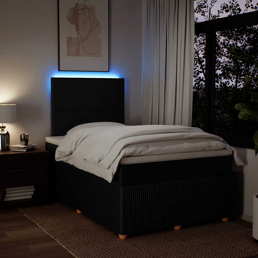 Sommier à lattes de lit avec matelas noir 120x190 cm tissu - XIOS