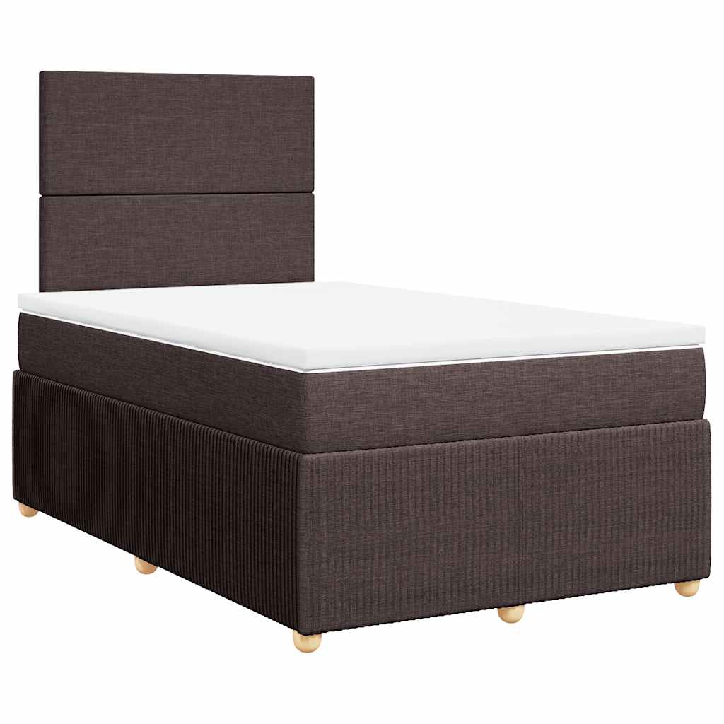 Sommier à lattes de lit et matelas marron foncé 120x190cm tissu - XIOS