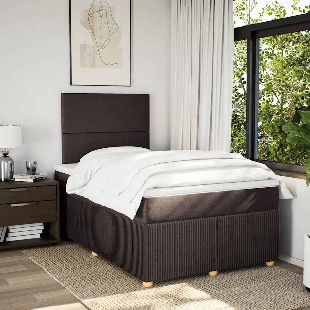 Sommier à lattes de lit et matelas marron foncé 120x190cm tissu - XIOS