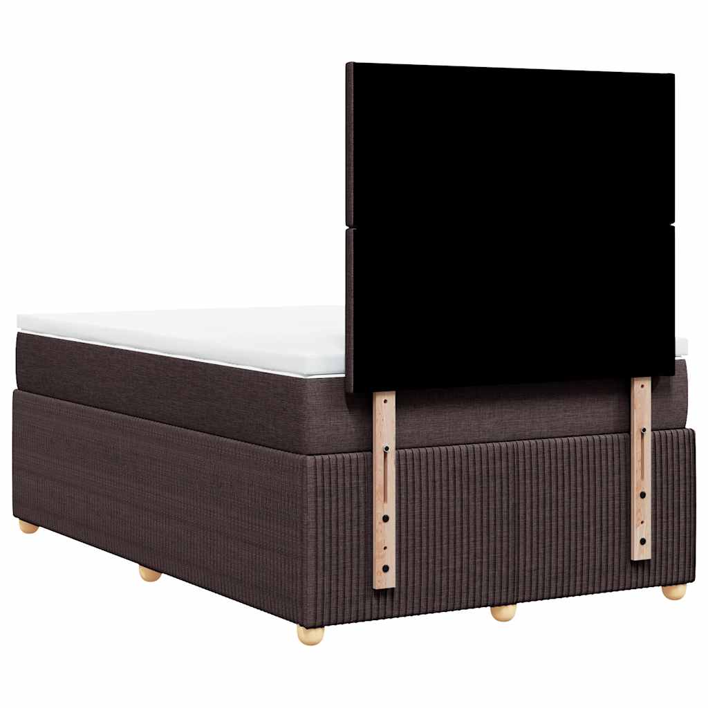 Sommier à lattes de lit et matelas marron foncé 120x190cm tissu - XIOS
