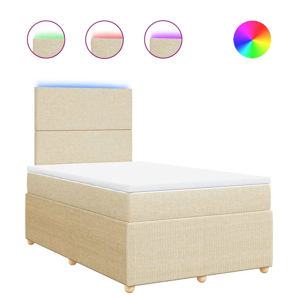 Sommier à lattes de lit avec matelas crème 120x190 cm tissu - XIOS