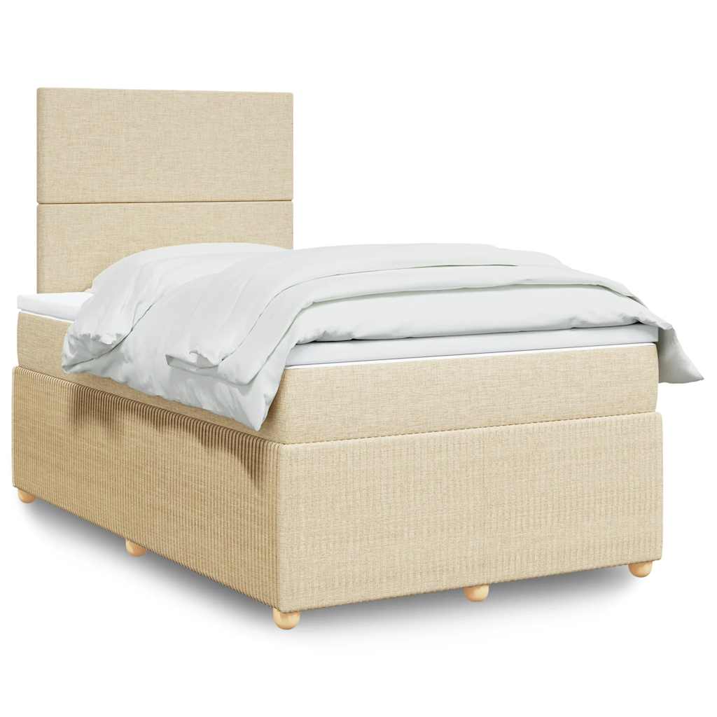 Sommier à lattes de lit avec matelas crème 120x190 cm tissu - XIOS