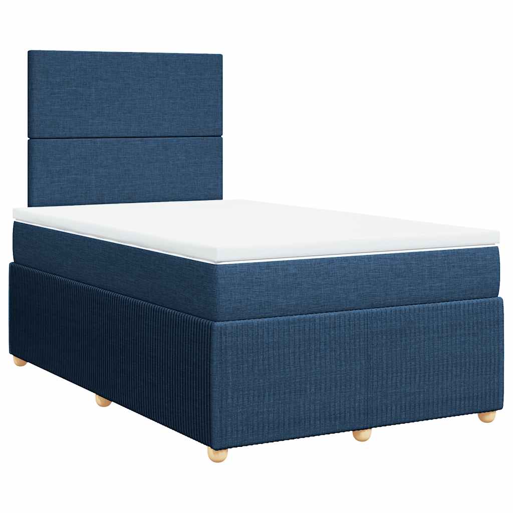 Sommier à lattes de lit avec matelas bleu 120x190 cm tissu - XIOS