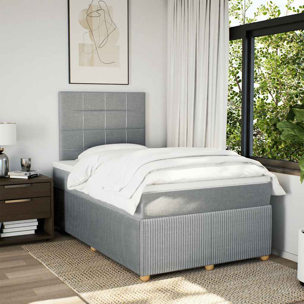 Sommier à lattes de lit et matelas gris clair 120x190 cm tissu - XIOS