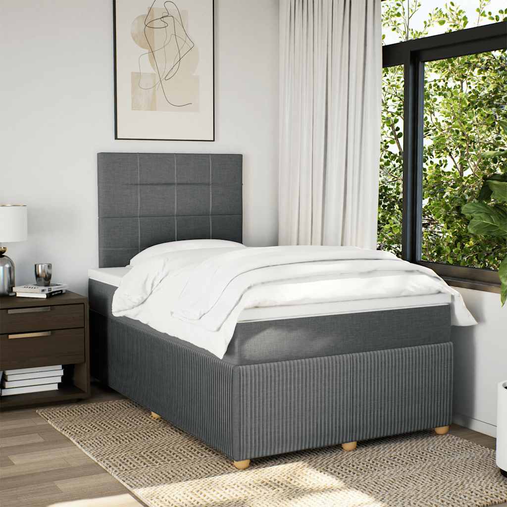 Sommier à lattes de lit avec matelas gris foncé 120x190cm tissu - XIOS