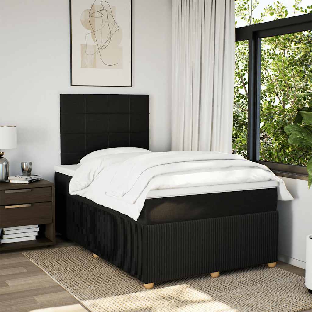 Sommier à lattes de lit avec matelas noir 120x190 cm tissu - XIOS