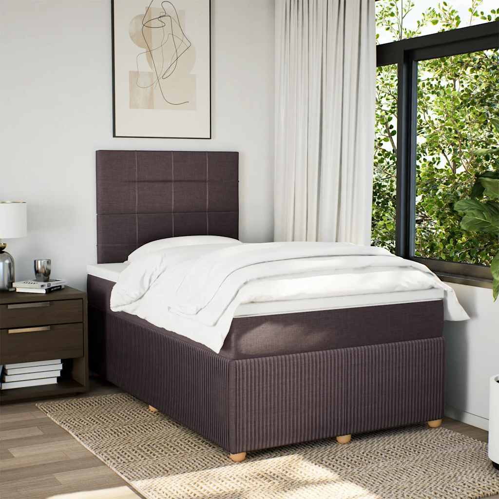 Sommier à lattes de lit et matelas marron foncé 120x190cm tissu - XIOS