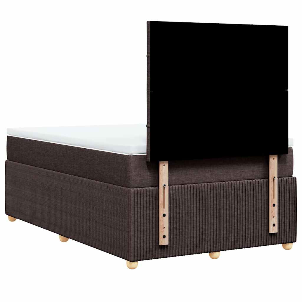 Sommier à lattes de lit et matelas marron foncé 120x190cm tissu - XIOS