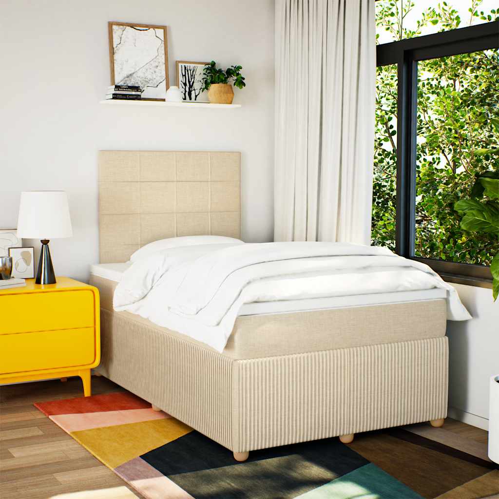 Sommier à lattes de lit avec matelas crème 120x190 cm tissu - XIOS