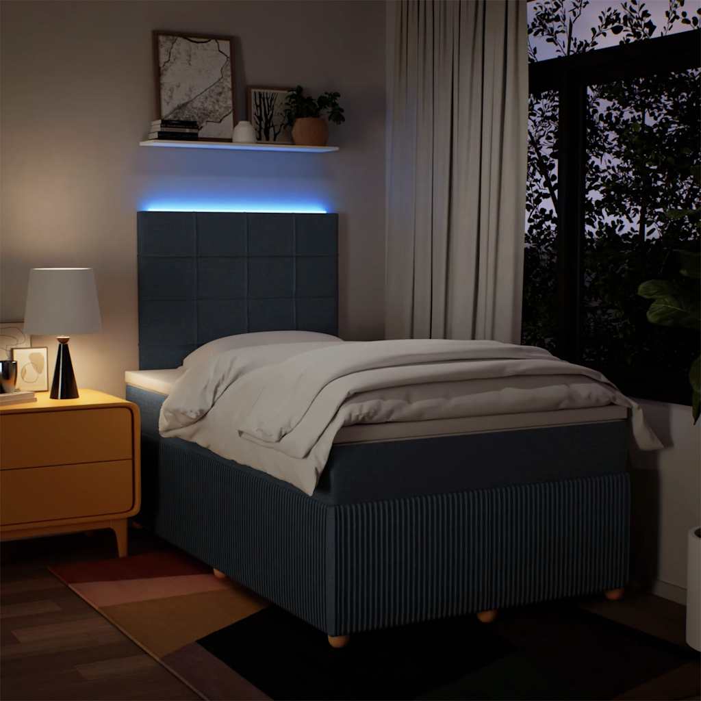 Sommier à lattes de lit avec matelas bleu 120x190 cm tissu - XIOS