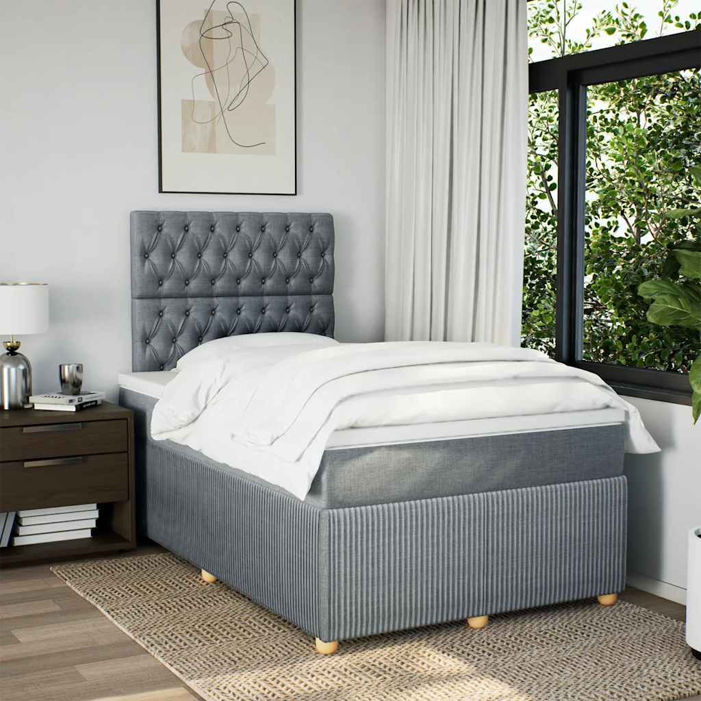 Sommier à lattes de lit et matelas gris clair 120x190 cm tissu - XIOS