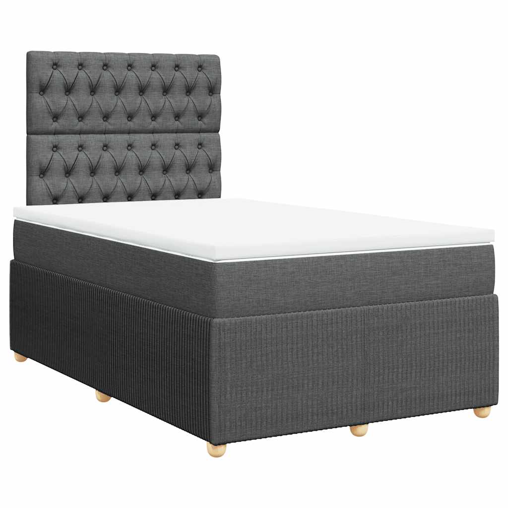 Sommier à lattes de lit avec matelas gris foncé 120x190cm tissu - XIOS
