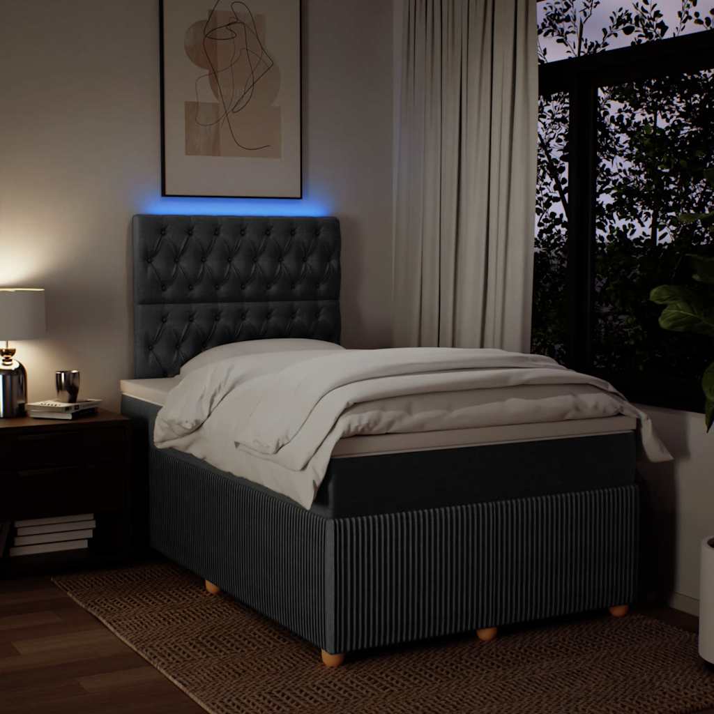 Sommier à lattes de lit avec matelas gris foncé 120x190cm tissu - XIOS