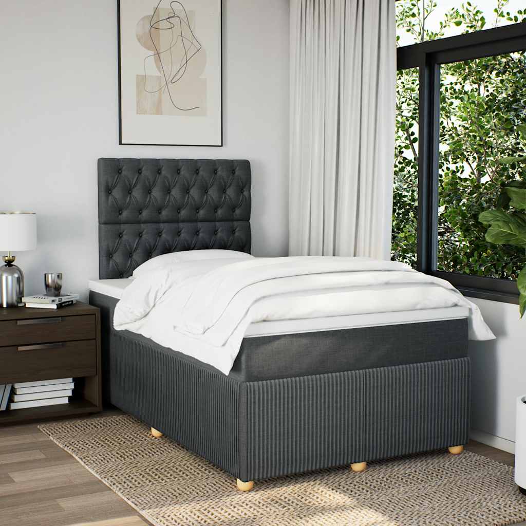 Sommier à lattes de lit avec matelas gris foncé 120x190cm tissu - XIOS