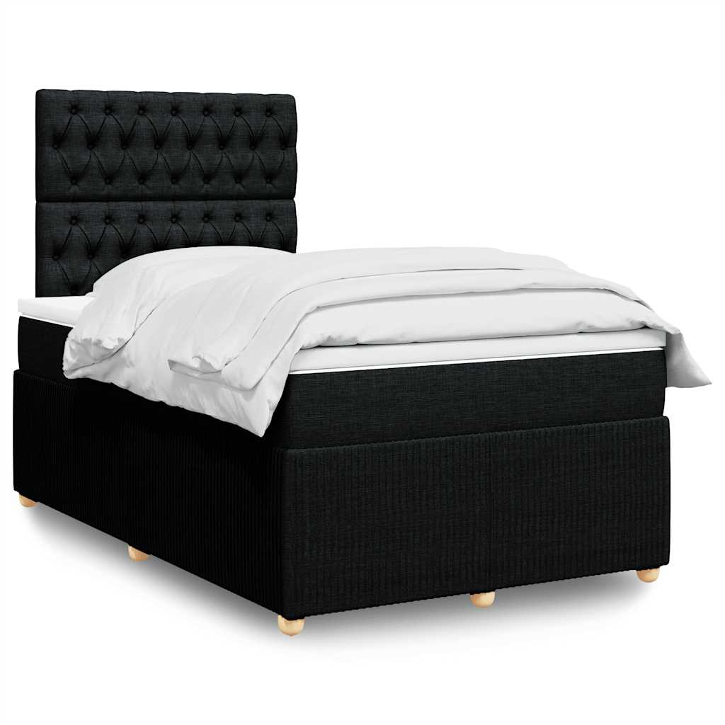 Sommier à lattes de lit avec matelas noir 120x190 cm tissu - XIOS