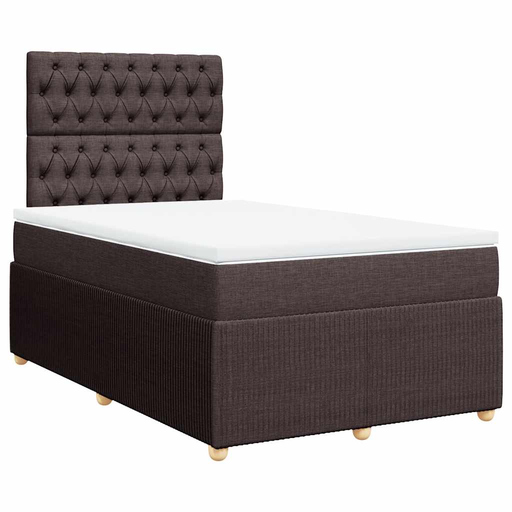 Sommier à lattes de lit et matelas marron foncé 120x190cm tissu - XIOS