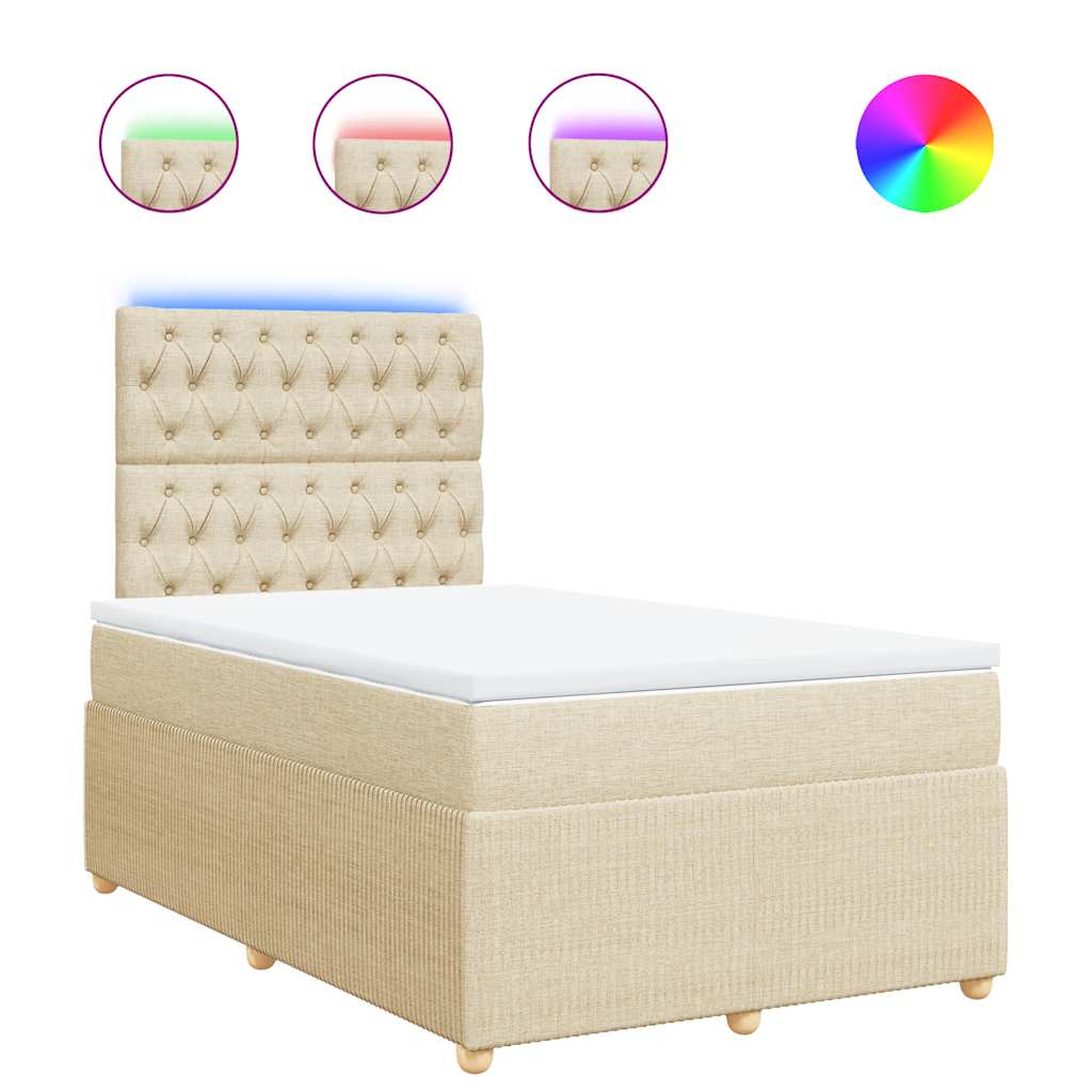 Sommier à lattes de lit avec matelas crème 120x190 cm tissu - XIOS